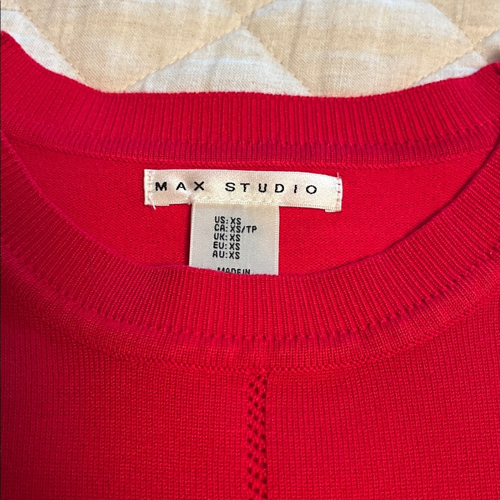 Max Studio Cherry Red Knit Top